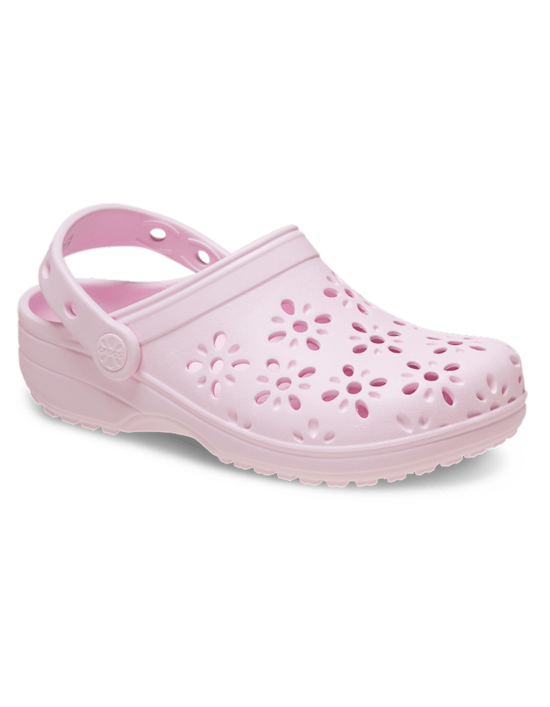 CROCS Floral Cut-Out Girls Classic Clogs image number 1
