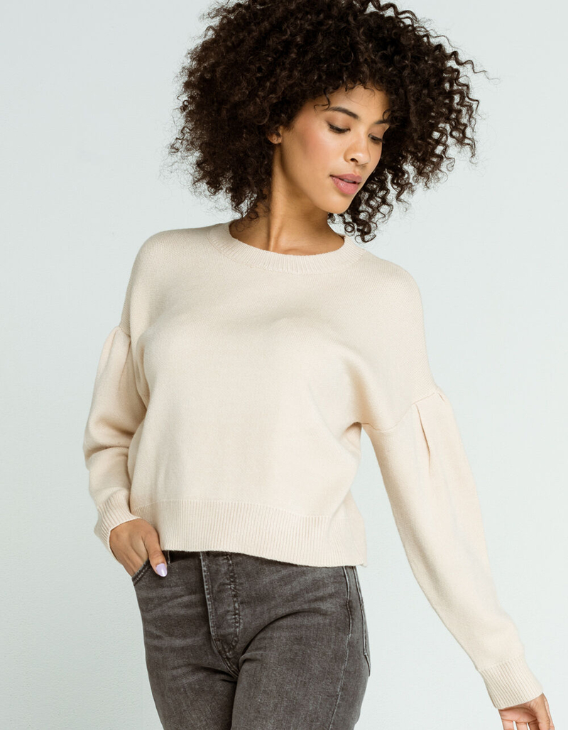 Ces Femme Side Slit Drop Shoulder Puff Sleeve Sweatshirt