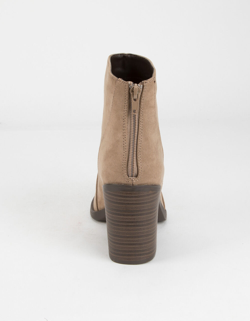 QUPID Block Heel Womens Taupe Booties image number 3