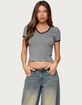 EDIKTED Fawn Striped V-Neck Tee image number 1