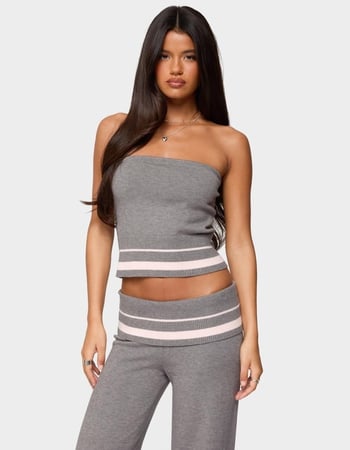 EDIKTED Kaliya Stripey Strapless Knit Top Primary Image
