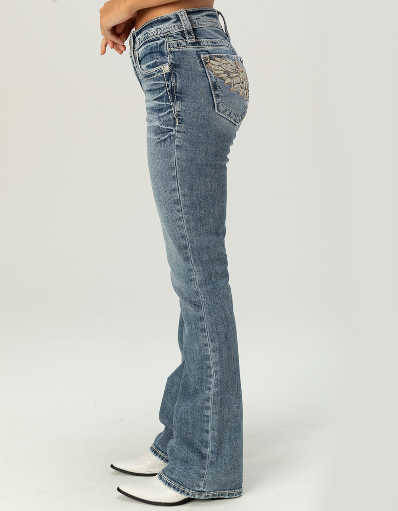 MISS ME Wing Pocket Womens Mid Rise Bootcut Jeans image number 2