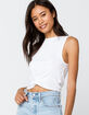 RSQ Solid Knot Front Womens White Tank image number 2