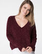 RSQ V-Neck Chenille Plum Womens Sweater image number 1