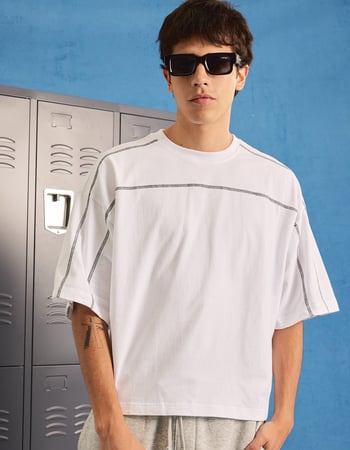 RSQ Mens Seamed Baggy Crop Tee Primary Image
