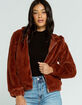 FULL TILT Fur Hooded Womens Rust Bomber Jacket image number 1