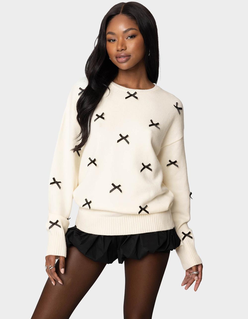 EDIKTED Satin Bow Oversized Sweater image number 0