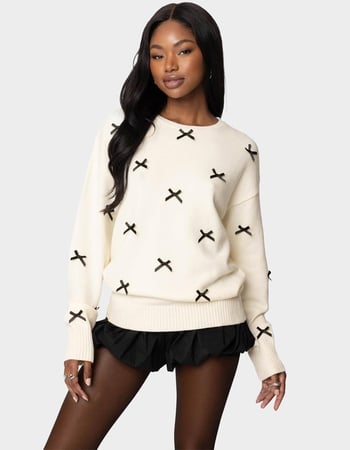 EDIKTED Satin Bow Oversized Sweater Primary Image