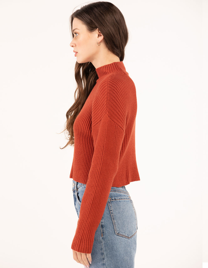 RSQ Womens Mock Neck Ribbed Drop Shoulder Sweater image number 1