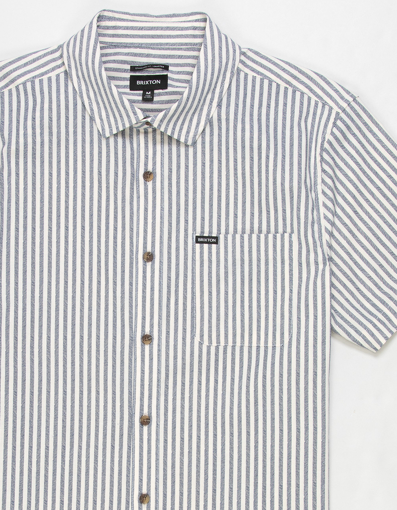 BRIXTON Coastal Print Stripe Mens Button Up Shirt image number 2