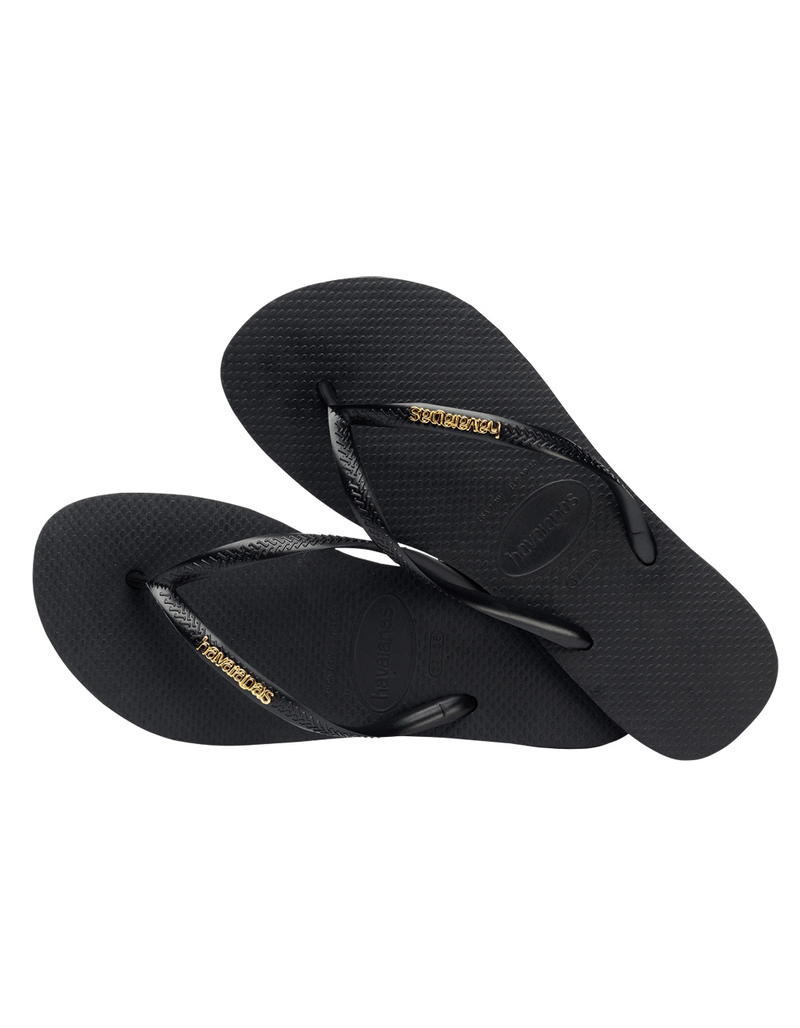 HAVAIANAS Slim Logo Metallic Womens Flip Flops image number 3