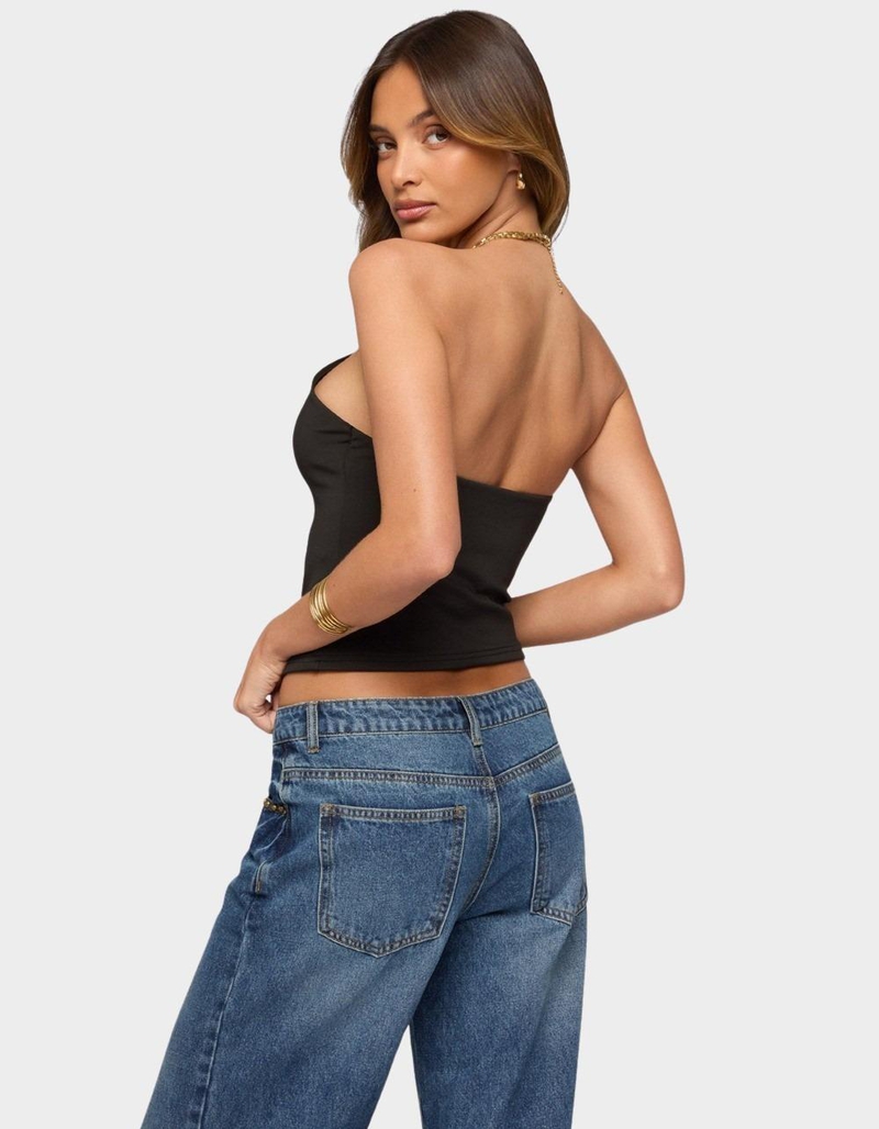 EDIKTED Alizie Beaded Chain Keyhole Halter Top image number 2