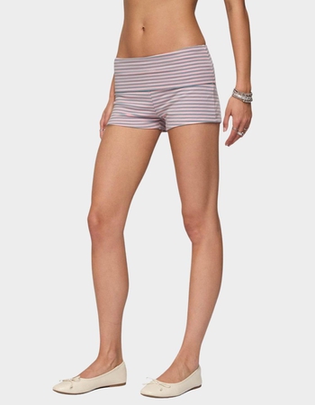 EDIKTED Kodi Striped Fold Over Shorts Alternative Image