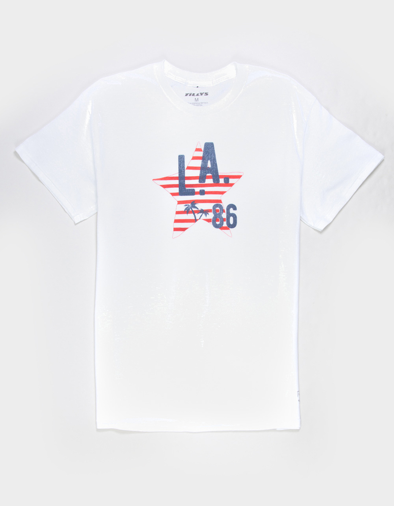 LOS ANGELES Striped Star Unisex Tee image number 0