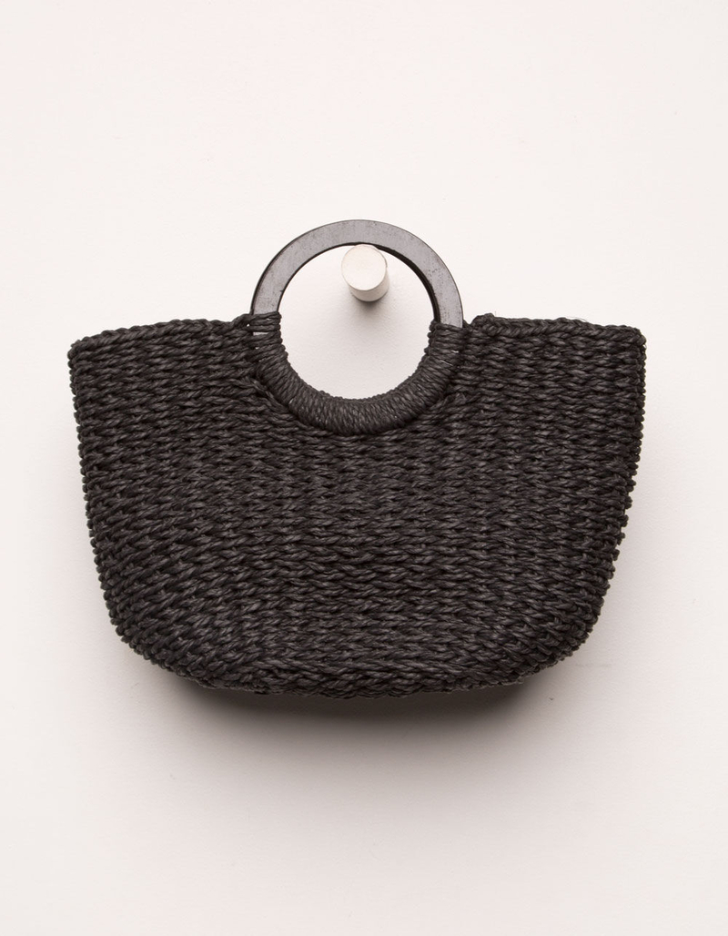 DO EVERYTHING IN LOVE Straw Half Moon Wooden Handle Bag image number 2