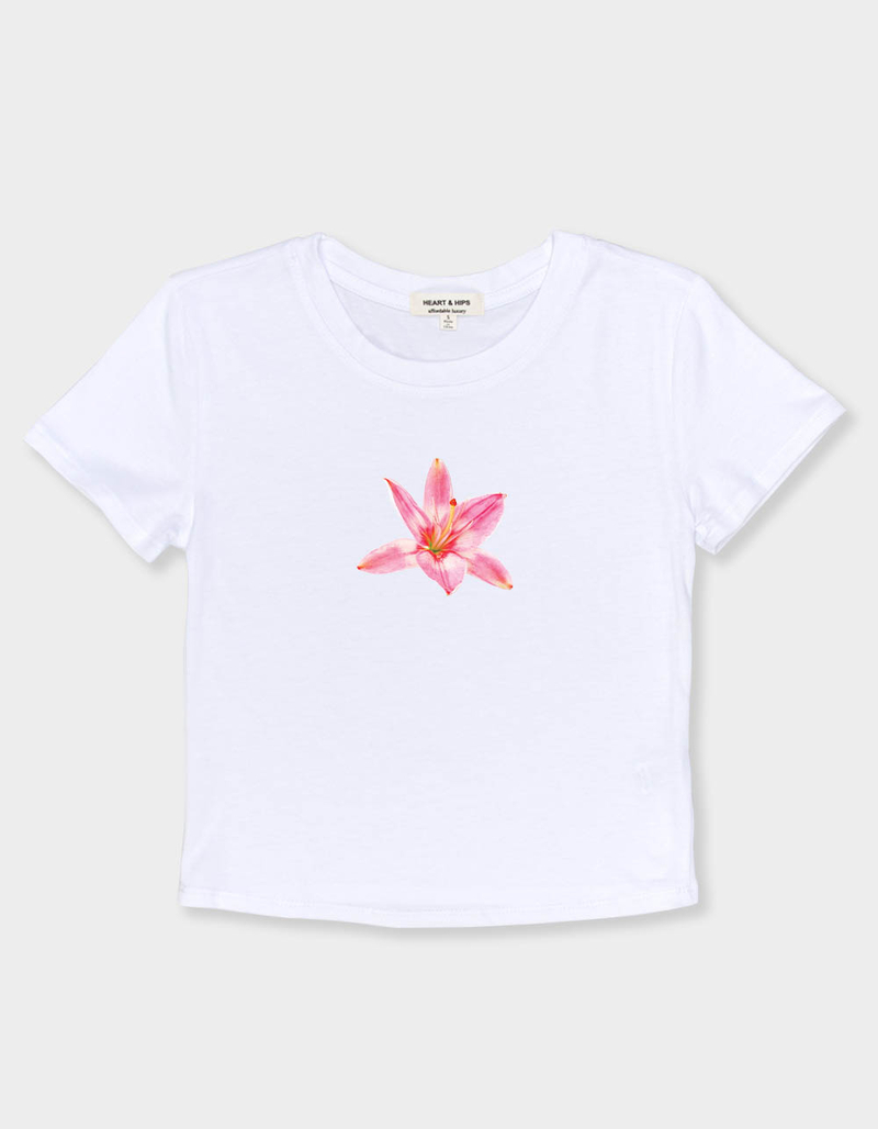 FLOWER Pink Lily Womens Baby Tee image number 1