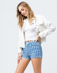 SKY AND SPARROW Stripe Womens Denim Shorts image number 1