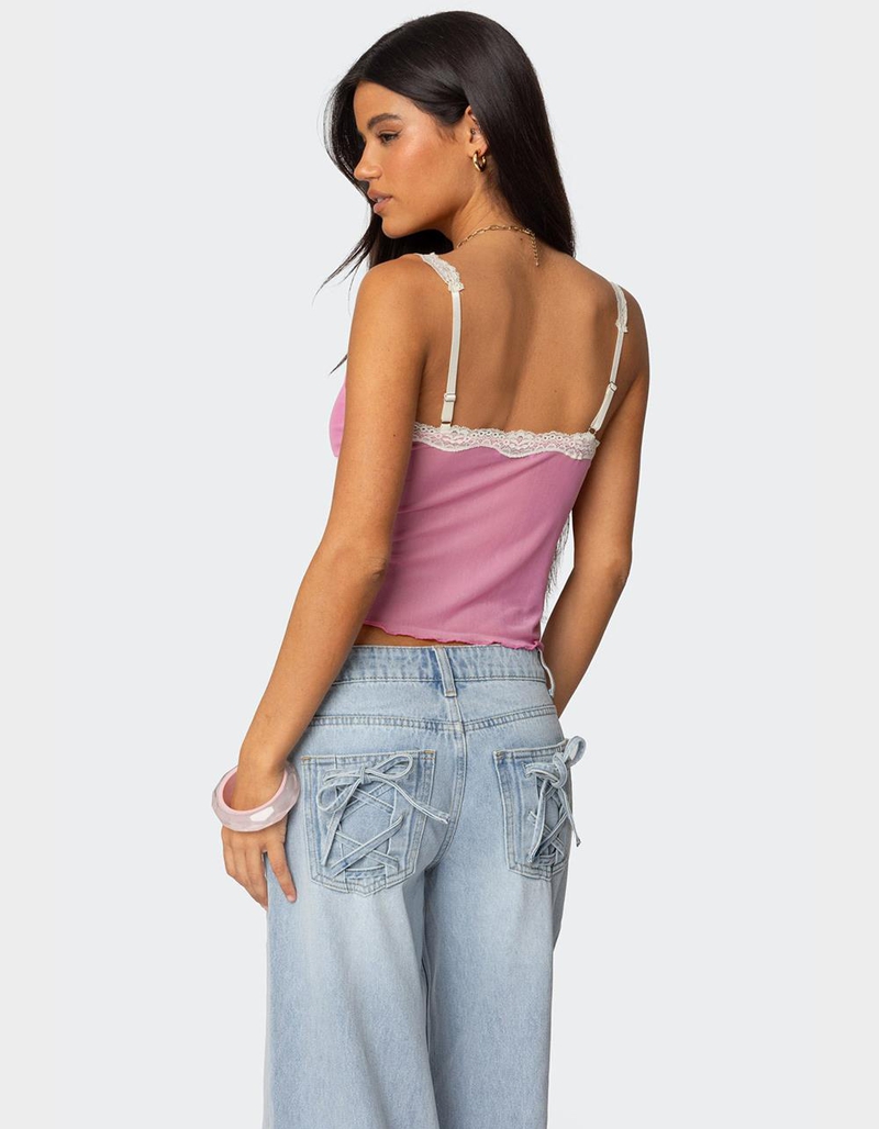 EDIKTED Contrast Lacey Mesh Tank Top image number 3