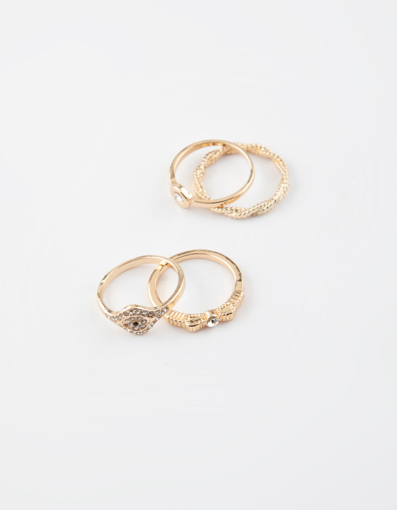 FULL TILT 4 Pack Evil Eye & Bow Ring Set image number 0