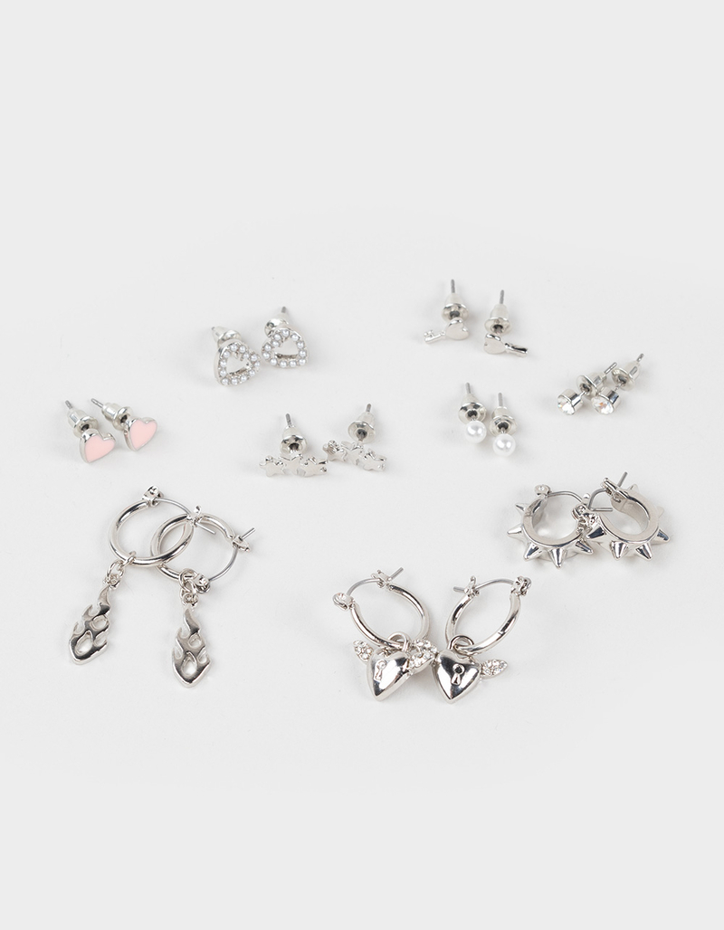 FULL TILT 9 Pack Heart/Star Hoop Earrings image number 0