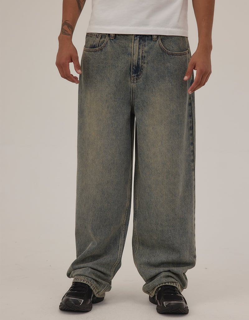 RSQ Mens Embroidered Extra Baggy Jeans image number 2