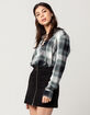 SKY AND SPARROW Plaid Rayon Womens Lace Up Top image number 2