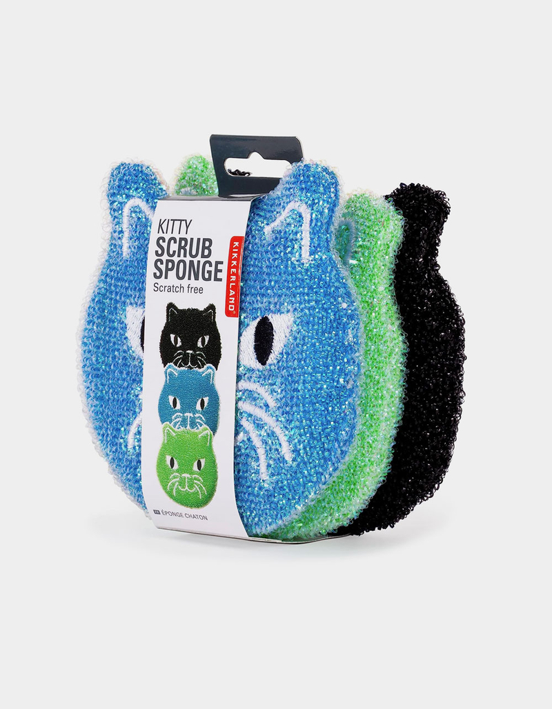 KIKKERLAND 3 Pack Kitty Cat Reusable Sponges image number 1