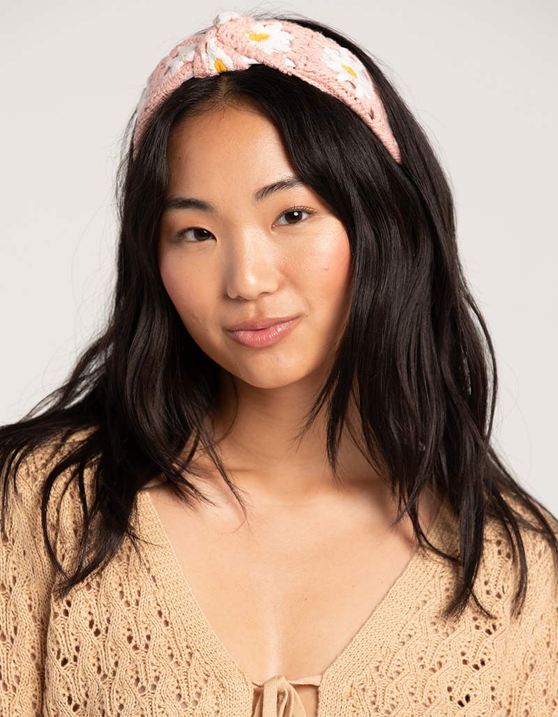 FULL TILT Daisy Crochet Headband PINK Tillys