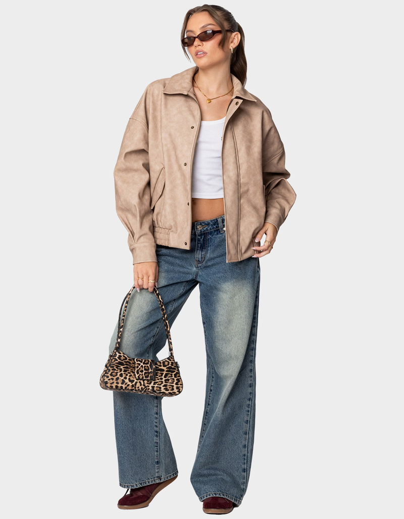 EDIKTED Mori Oversized Faux Leather Jacket image number 1