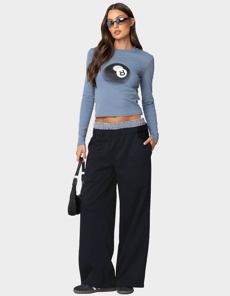 EDIKTED Gingham Boxer Detail Sweatpants image number 1