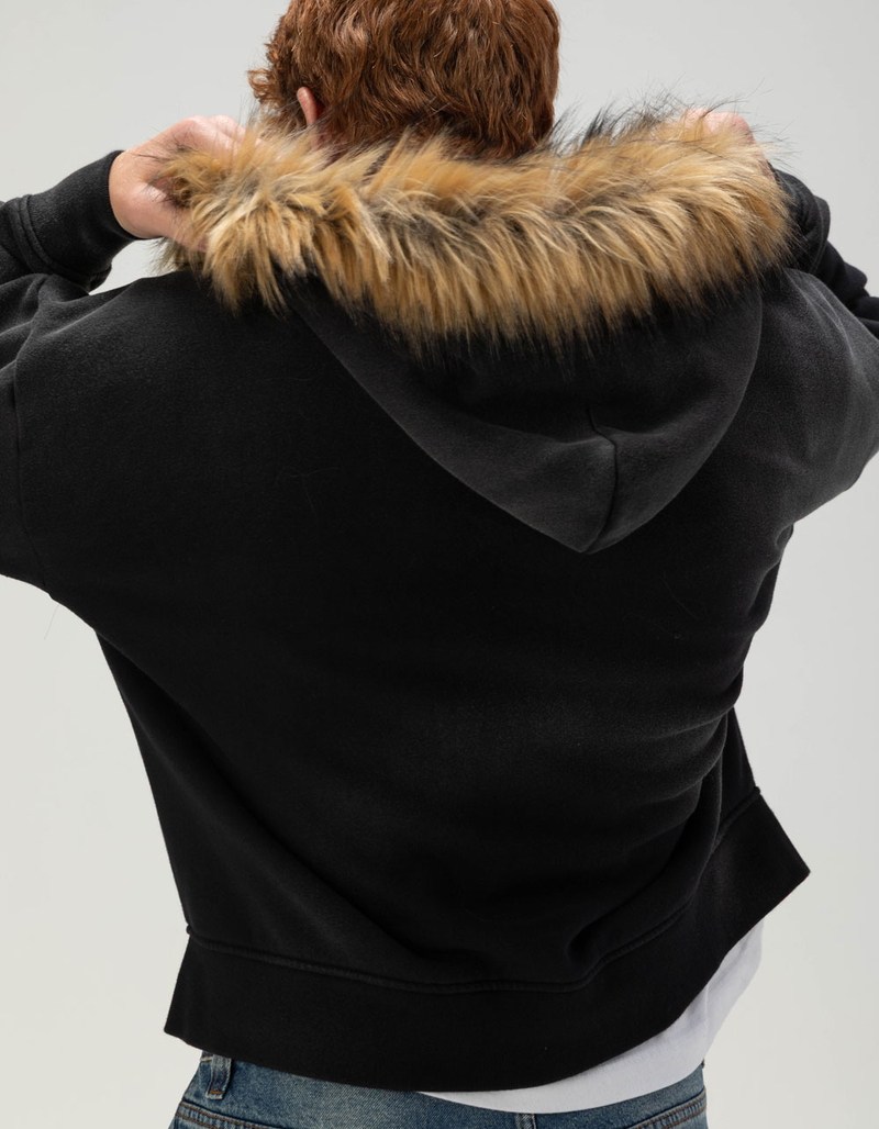 RSQ Mens Faux Fur Trim Oversized Zip-Up Hoodie image number 3