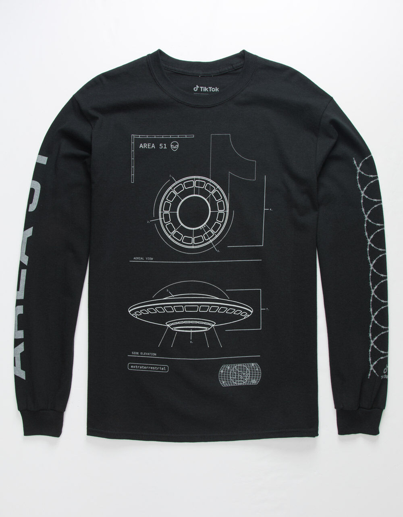 TikTok x Tillys Area 51 UFO Blueprint Mens T-Shirt image number 0