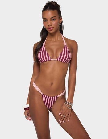 EDIKTED Esmer Knotted Striped Bikini Top Primary Image