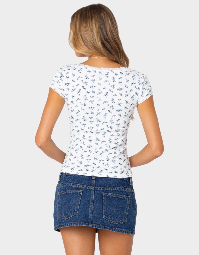 EDIKTED Orly Floral Ribbed Top image number 3