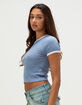 HEART & HIPS Womens Contrast Crewneck Tee image number 3