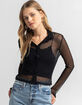 FULL TILT Button Front Mesh Womens Top image number 1