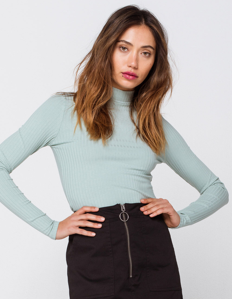 DESTINED Rib Mock Neck Mint Womens Tee image number 0