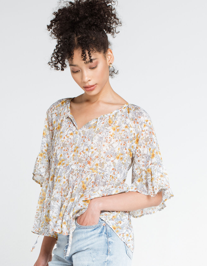 BLU PEPPER Floral Womens Babydoll Top image number 0