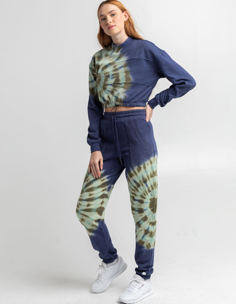 RSQ Tie Dye Mock neck Womens Crop Sweatshirt image number 5