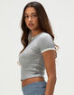 HEART & HIPS Womens Contrast Crewneck Tee image number 3
