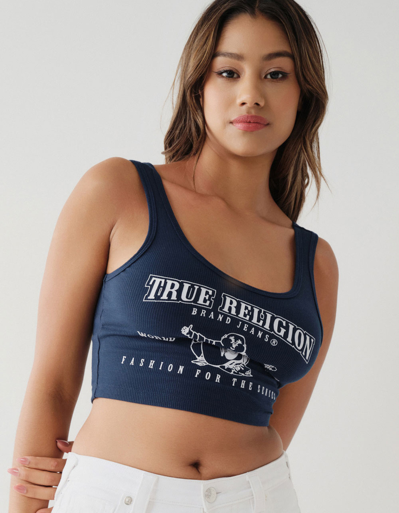 TRUE RELIGION Logo Womens Crop Tank Top image number 1