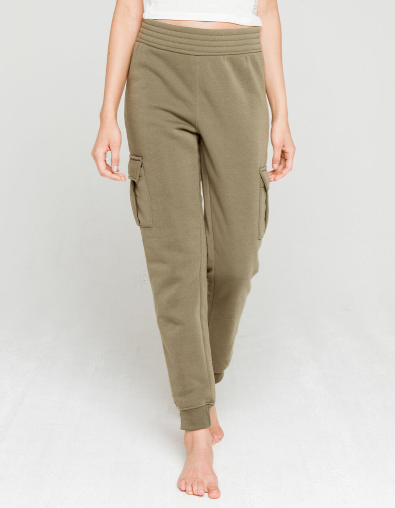 FULL CIRCLE TRENDS Cargo Womens Olive Jogger Sweatpants image number 1