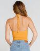 BOZZOLO Ribbed Womens Mustard Tie Halter Top image number 3