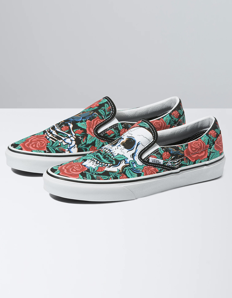 VANS Rose Skulls Classic Slip-On Shoes image number 0