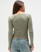 FULL TILT Notch Neck Womens Long Sleeve Rib Top image number 4