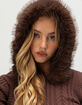 WEST OF MELROSE Fur Trim Womens Zip-Up Hooded Sweater image number 2