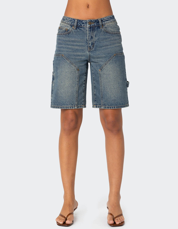 EDIKTED Carpenter Denim Bermuda Shorts Primary Image