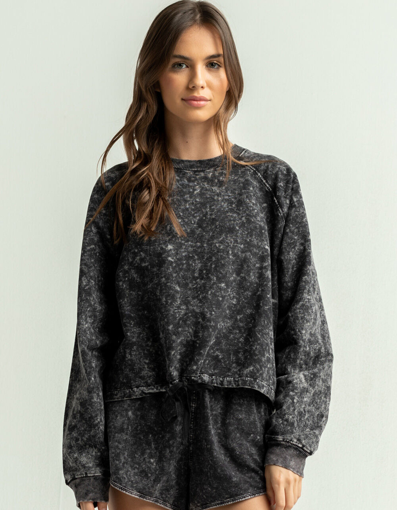 RD STYLE Eco Cinch Waist Womens Black  Sweatshirt image number 0