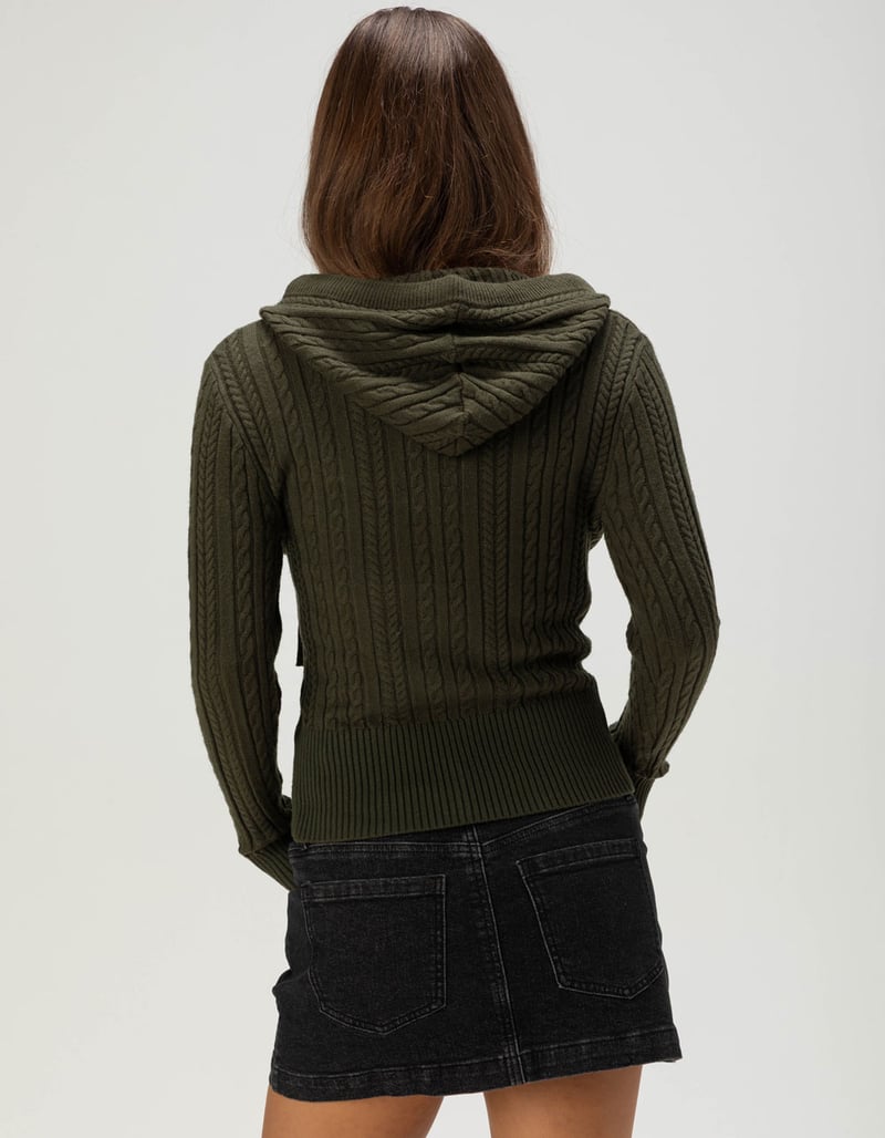 MADDEN GIRL Womens Cable Zip-Up Hoodie image number 3