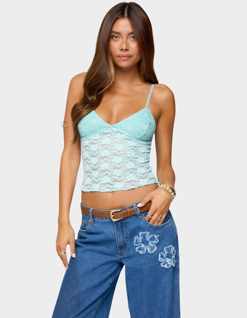 EDIKTED Eira Sheer Lace Tank Top image number 0